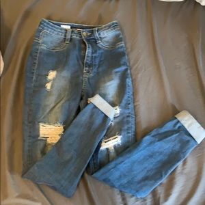 fashion nova high waisted distressed jeans